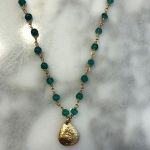 Stella & Dot La Folie Necklace Green Gold Blue